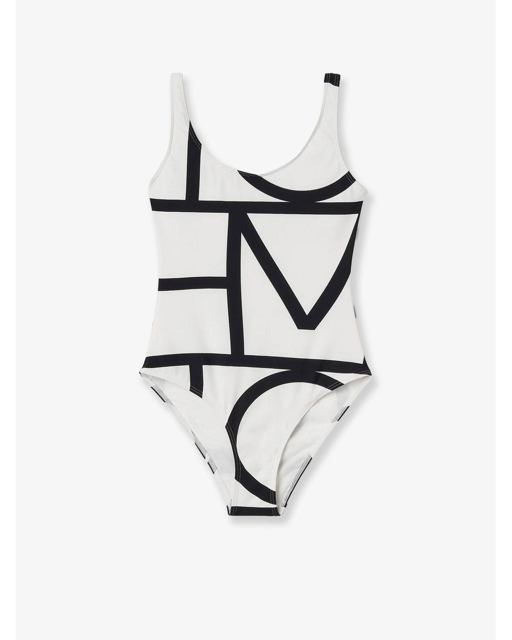 Totême White One-Piece Swimsuit With Monogram Print