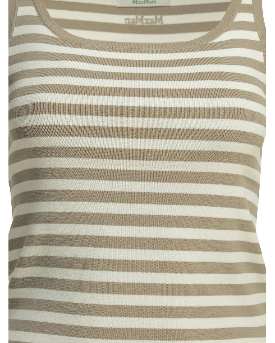 Max Mara Pure Gray Striped Fitted Tank Top