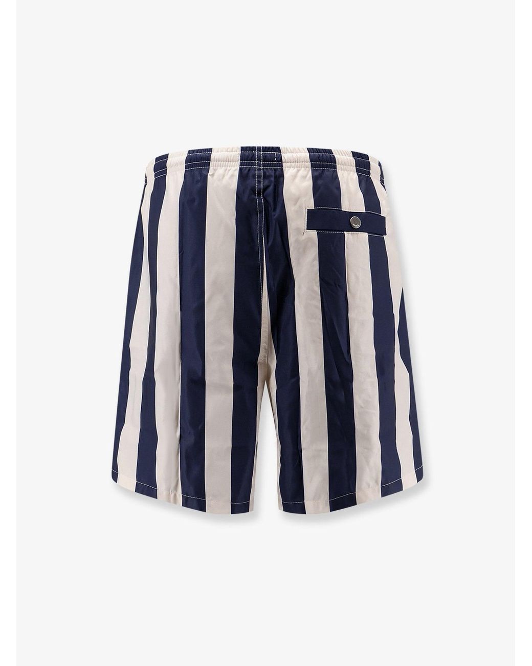 AMI Blue Nylon Swim Shorts With Striped Pattern for men