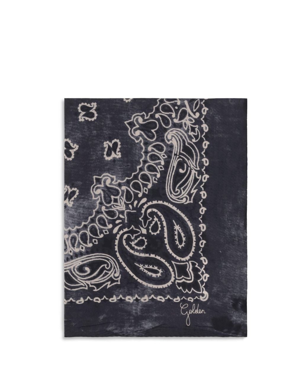 Golden Goose Deluxe Brand Blue Golden Paisley Printed Silk Scarf