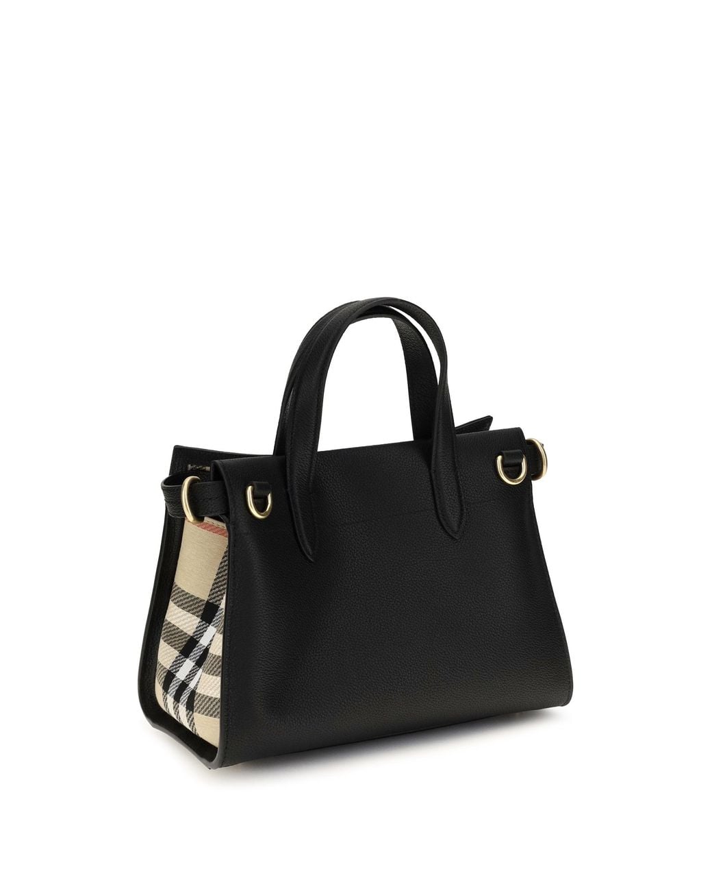 Burberry Black Mini Cotswolds Check Top Handle Bag