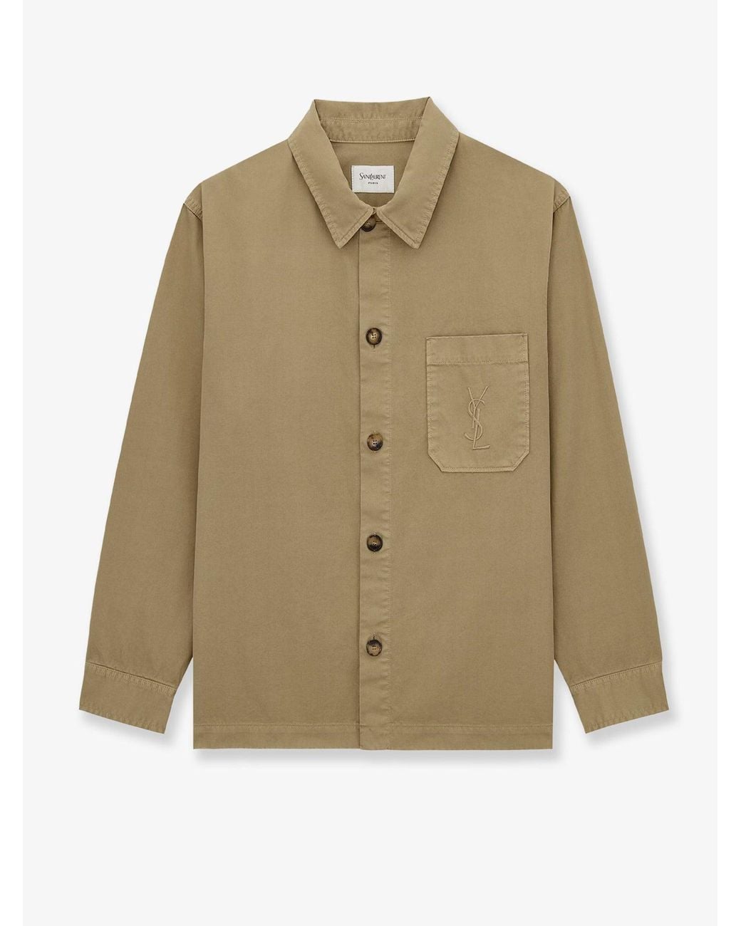 Saint Laurent Natural Cassandre Certified Cotton Overshirt for men
