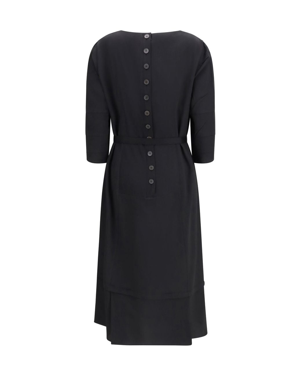 Prada Black Wool And Silk Midi Dress