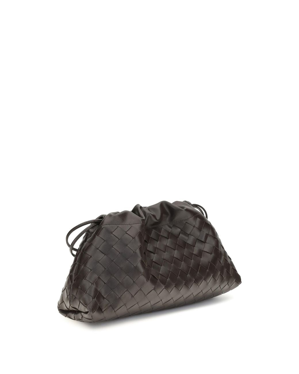 Bottega Veneta Gray Drawstring Pouch Leather