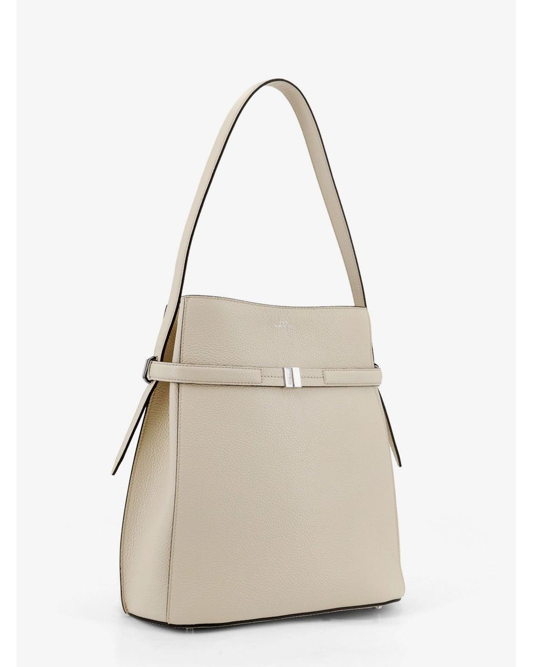 Totême Natural Hammered Leather Bucket Bag With Strap On The Front