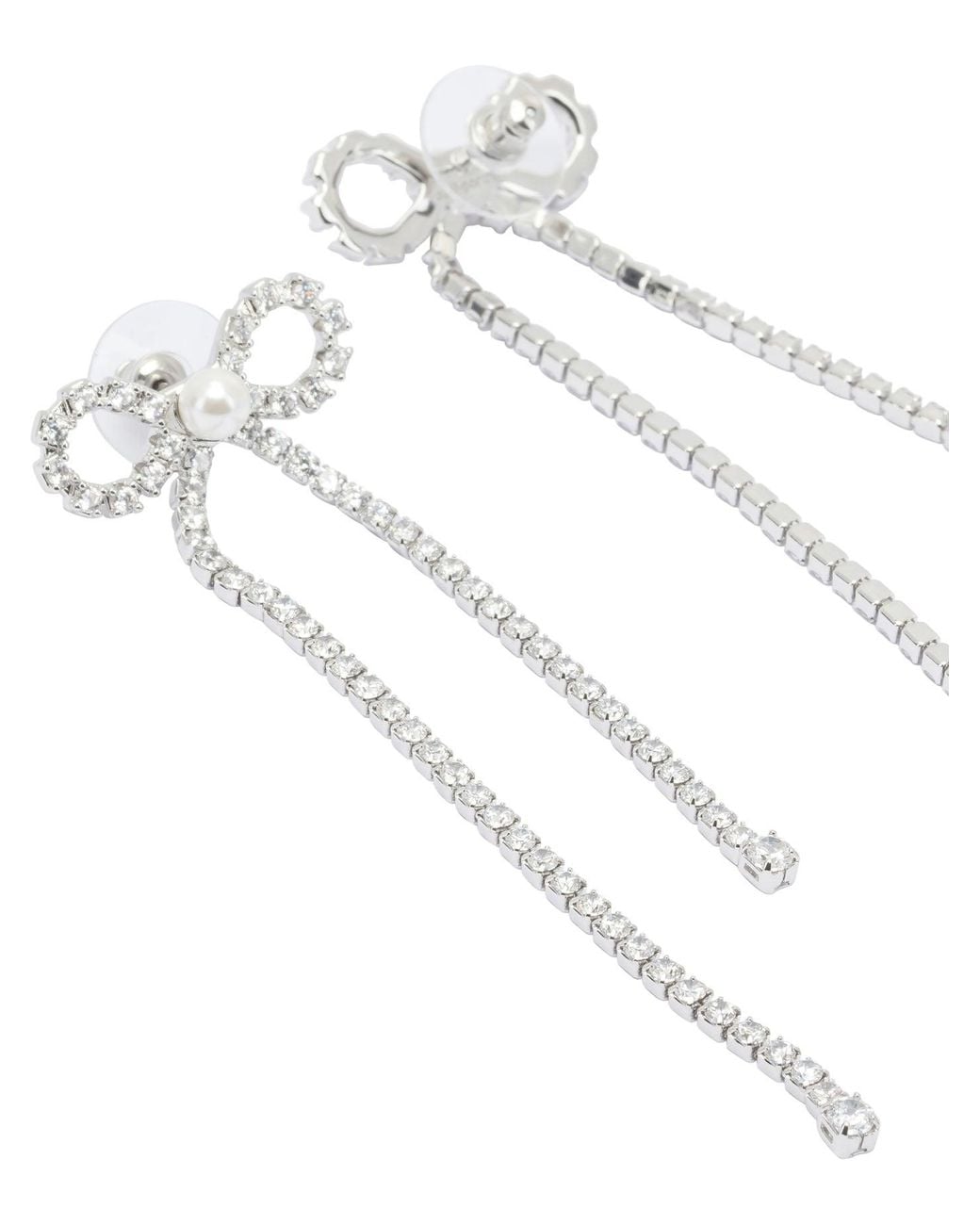 Self-Portrait White Bow Earrings With Crystals