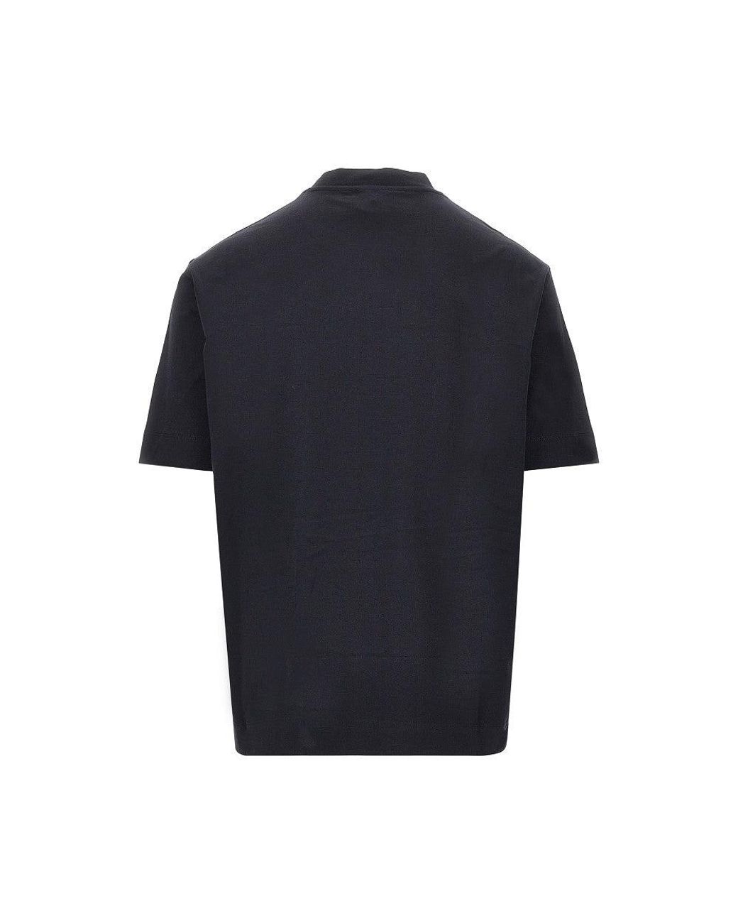 Emporio Armani Blue Jersey T-Shirt With Logo Patch for men