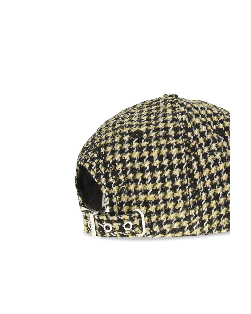 Ganni Yellow Woollen Check Cap