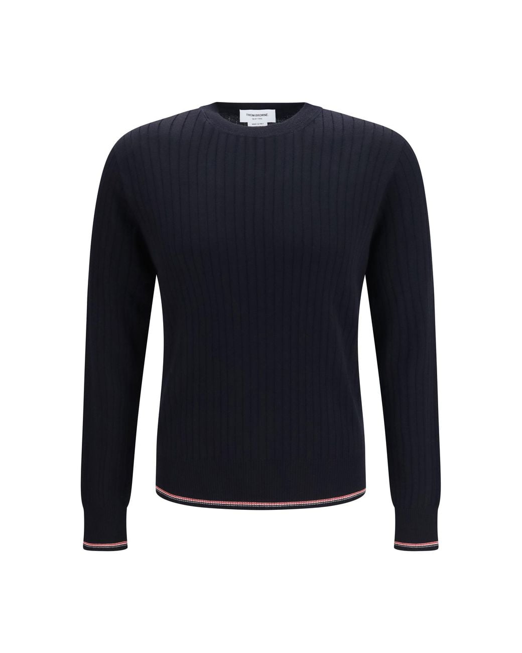 Thom Browne Blue Crewneck Cotton Knit Sweater for men