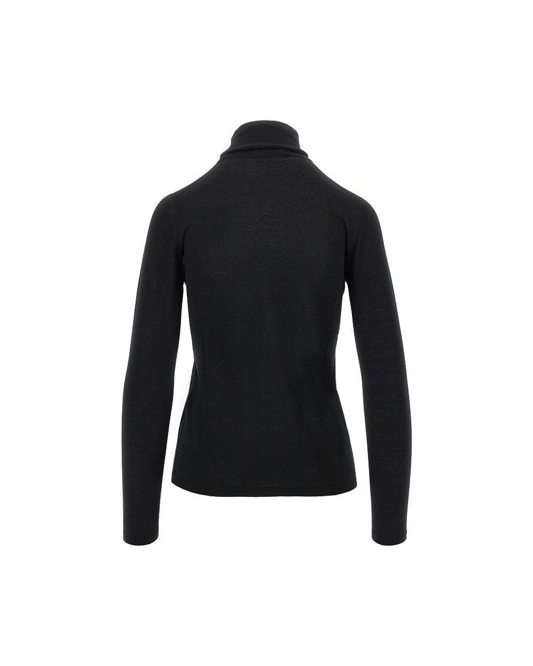 Max Mara Black Virgin Wool Knitting Turtleneck