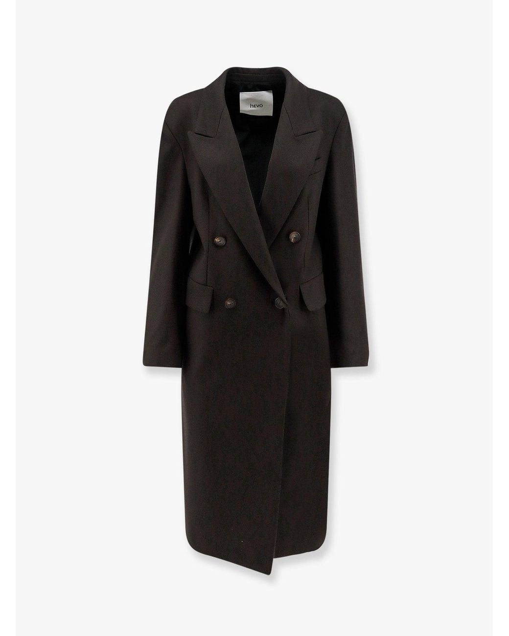 Hevò Black Martina Franca Wool Blend Coat