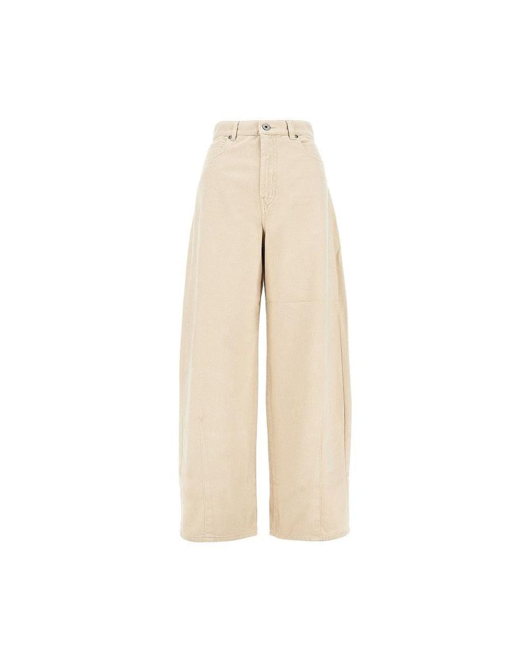 World Class Fashion Natural Max Mara Weekend Barrel Leg Drill Pants