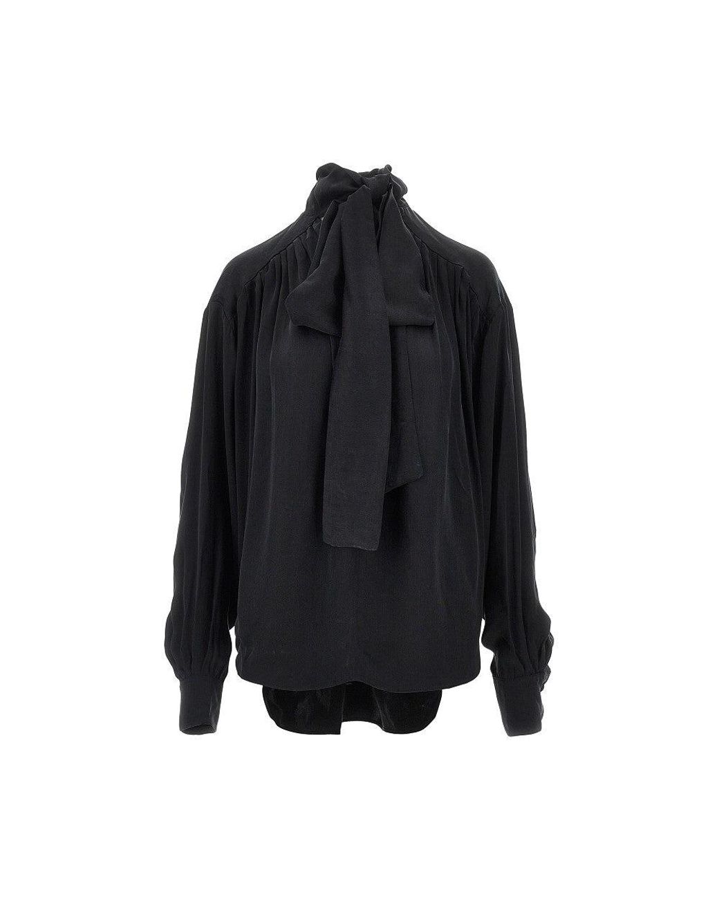 ANDAMANE Black 'Mathilda' Satin Blouse