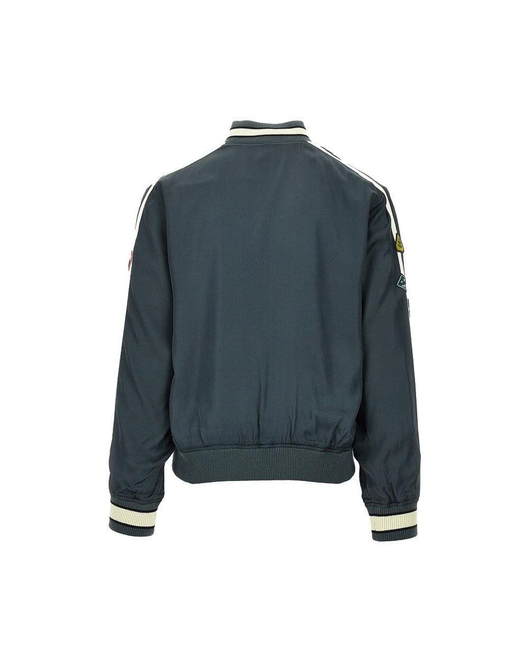 DIESEL Blue Satin Track Jacket With Patches for men