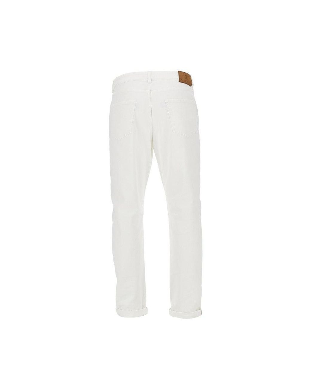 Brunello Cucinelli White Garment-Dyed Comfort Denim Pants for men