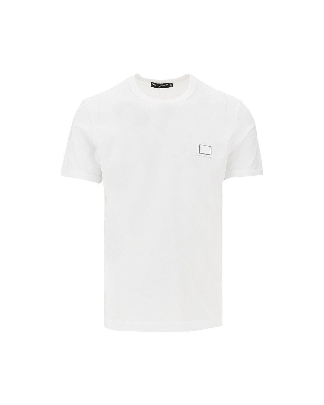 Dolce & Gabbana White Dolce&Gabbana Logo Plate T-Shirt for men
