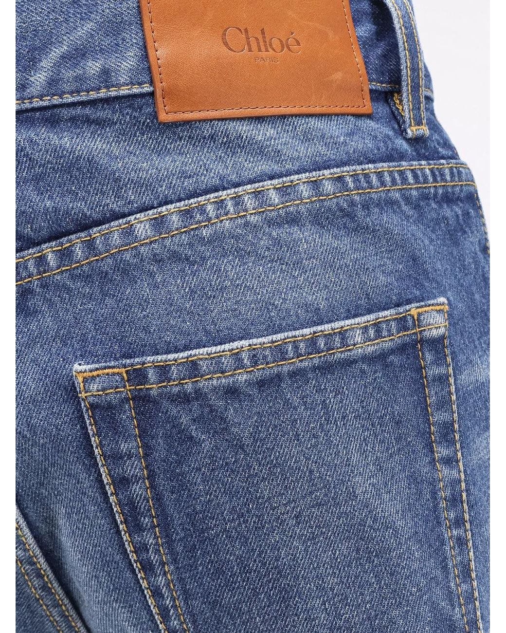 Chloé Blue Jeans With Leather Logo Tag