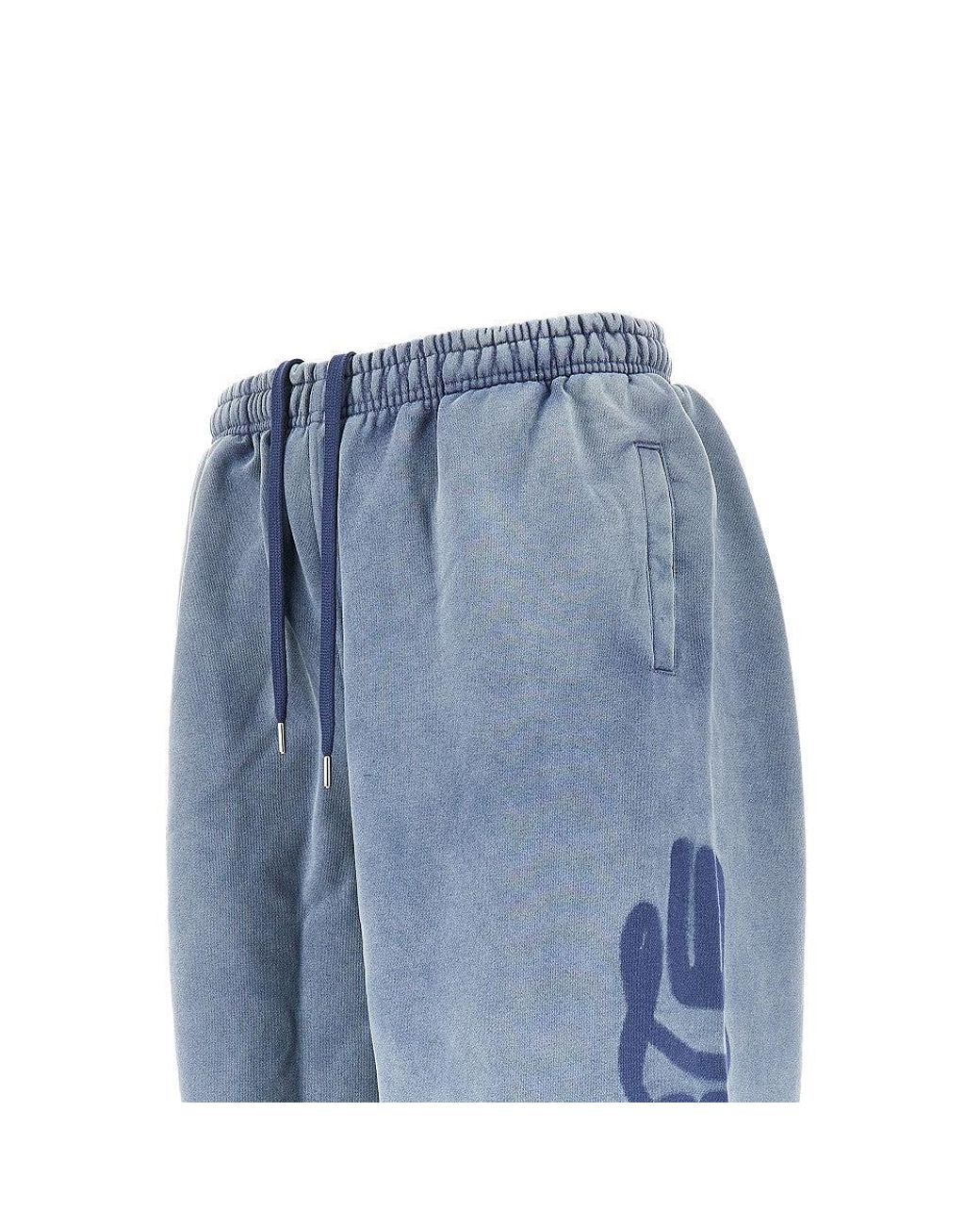 Arte' Blue Sunfade Stencil Sweatpants for men