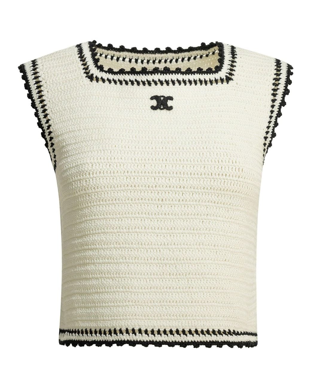 Céline White Triomphe Knitted Top