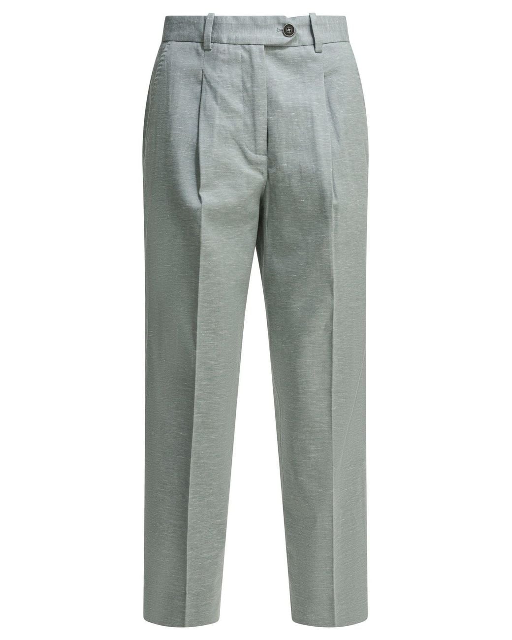 Circolo 1901 Gray Lightblue Cotton Linen Trousers