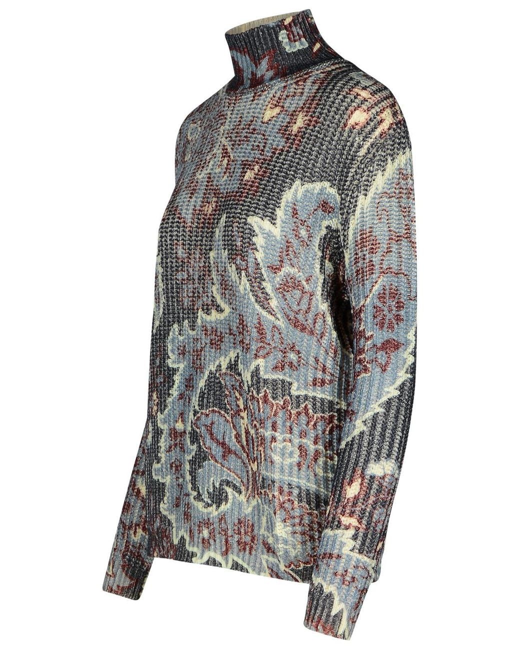 Etro Gray Multicolored Wool Turtleneck Sweater
