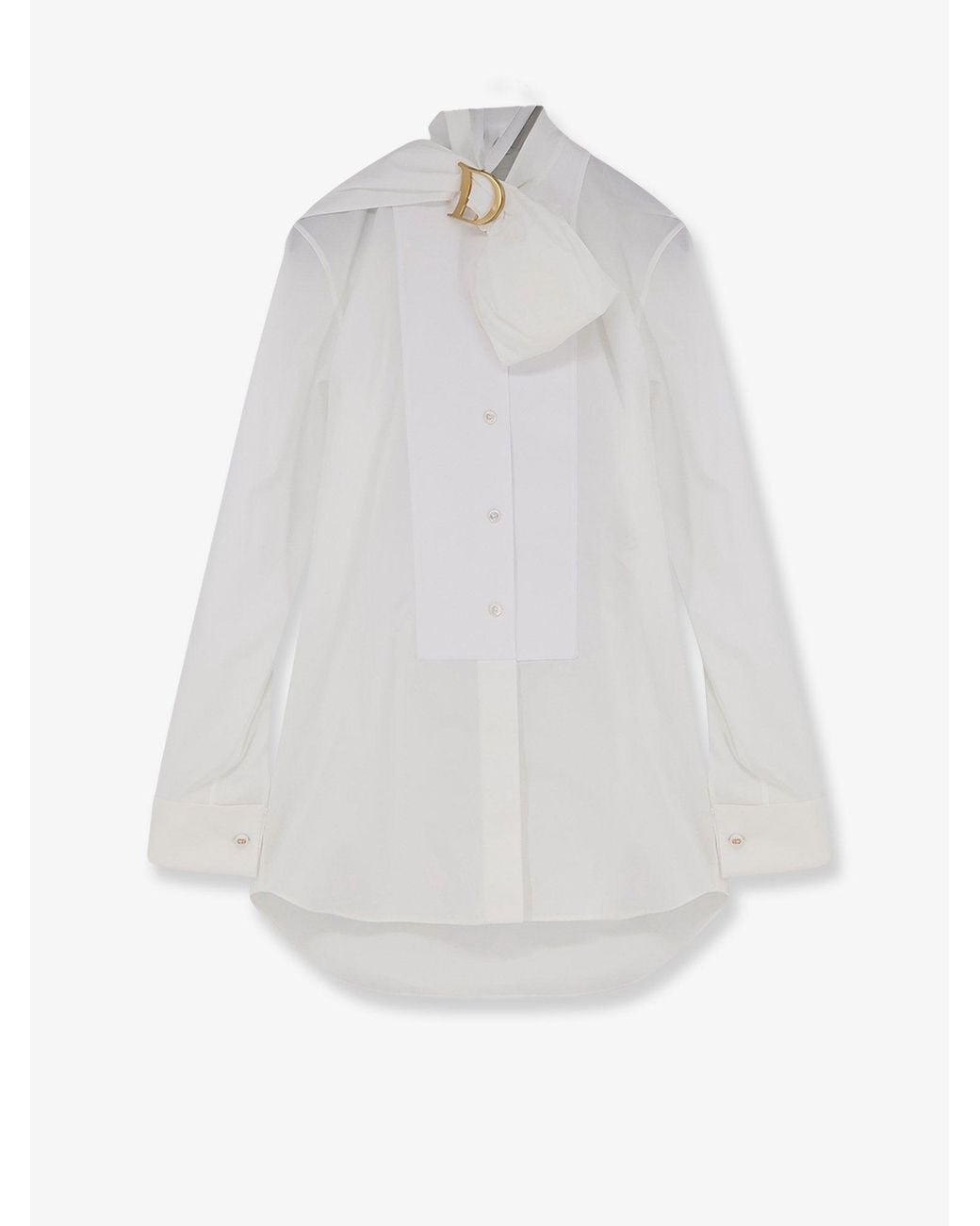 Dior White Cotton Shirt With Metal Logo