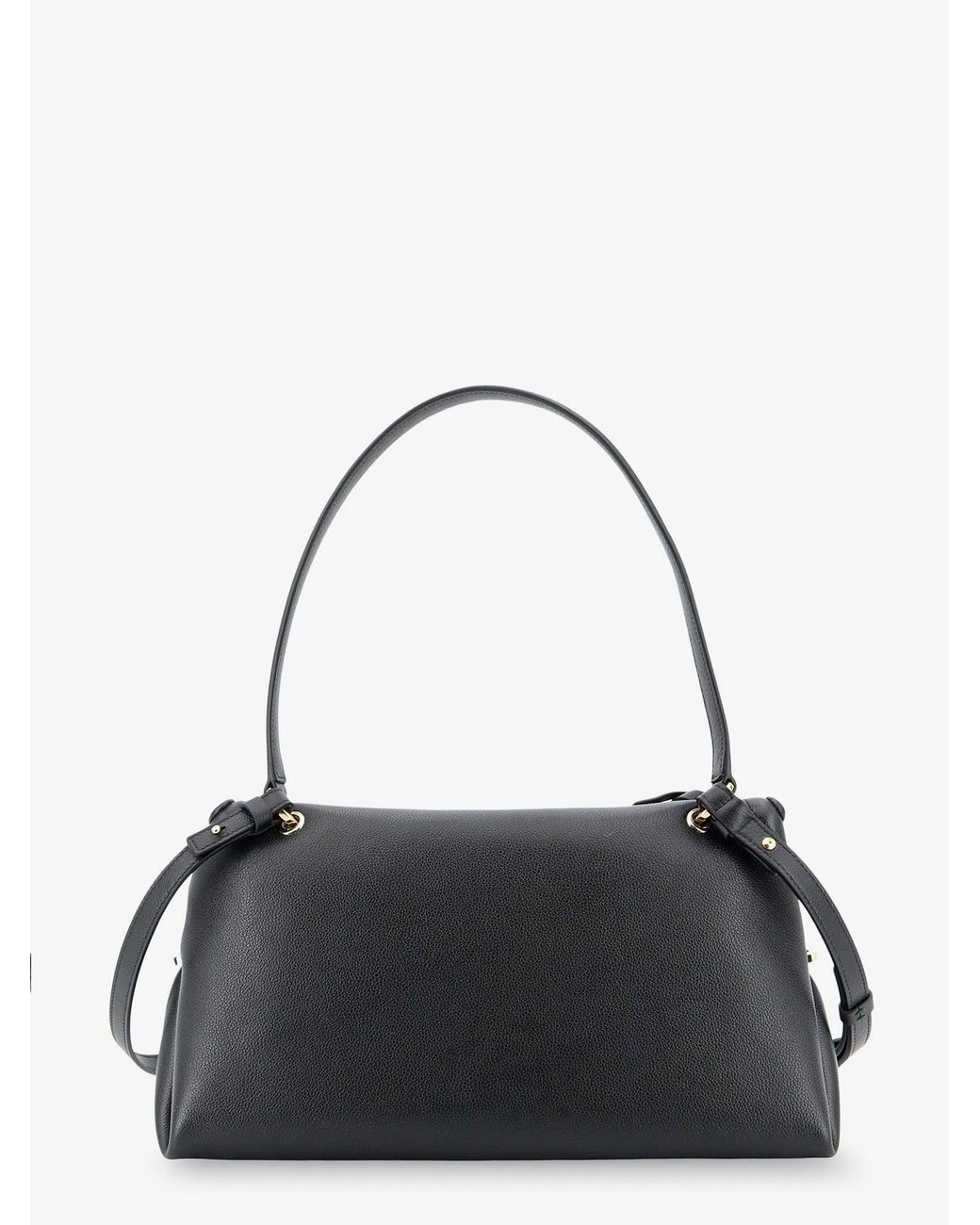Ferragamo Black Leather Shoulder Bag With Gancini Detail