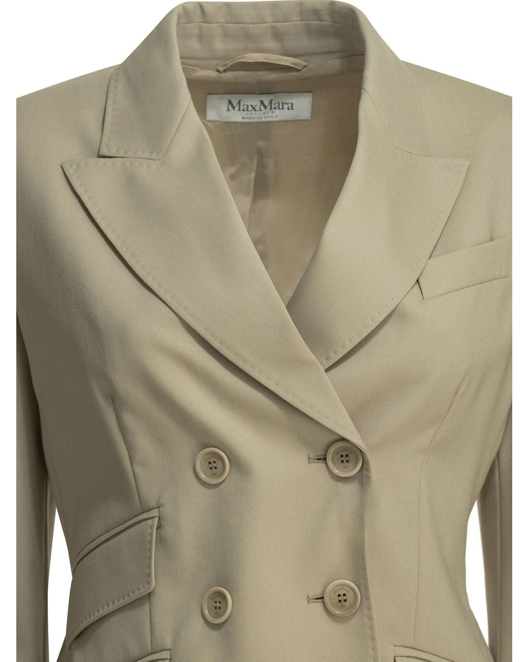 Max Mara Green Virgin Wool Mohair Silk Acetate Polyester Double-Breasted Wool Blazer