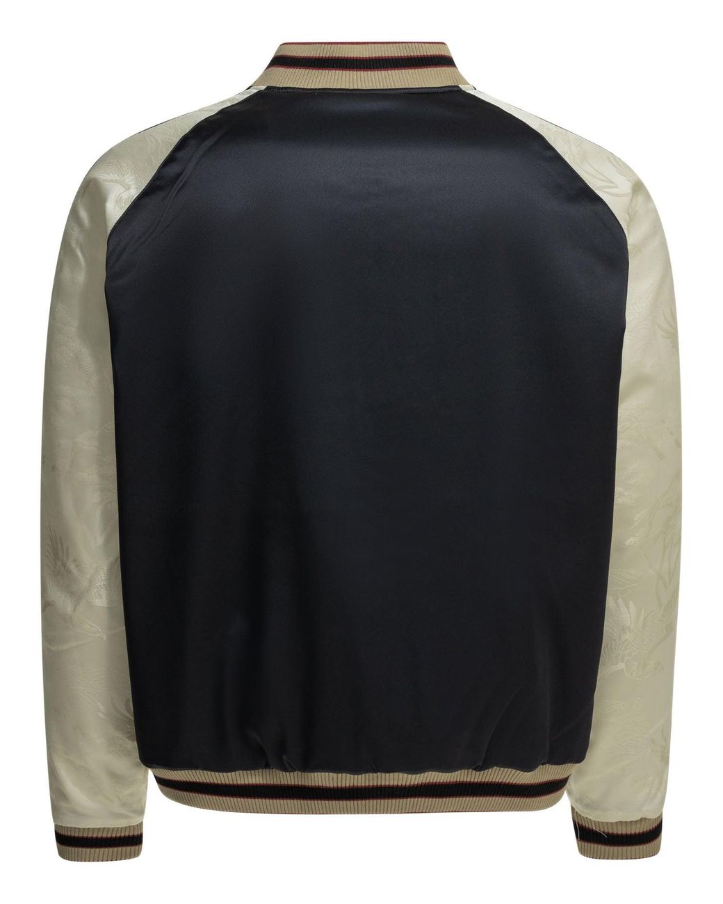 Beams Plus Gray Oriental Triacetate Triacetate Polyester Cotton Nylon Spandex Reversible Bomber Jacket