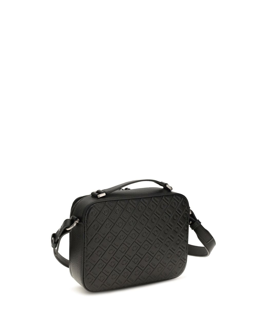 Ferragamo Black Leather Crossbody Bag Gancini Pattern Calf Shoulder for men