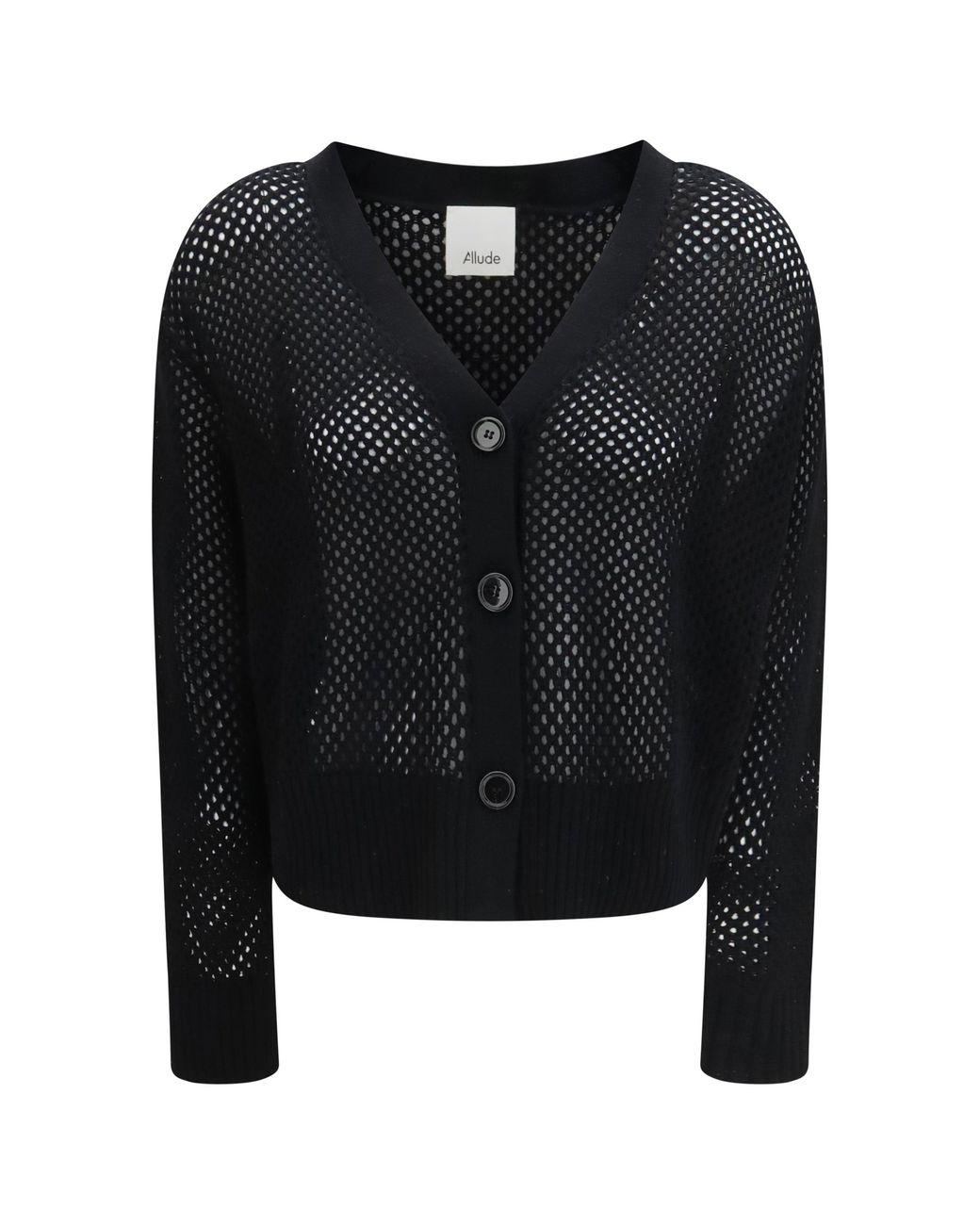 Allude Black Cardigan V-Neck Buttoned
