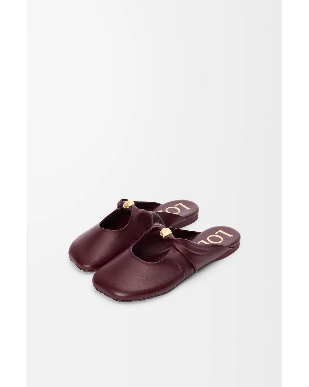 Loewe Red Pebble Leather Sabot Dark