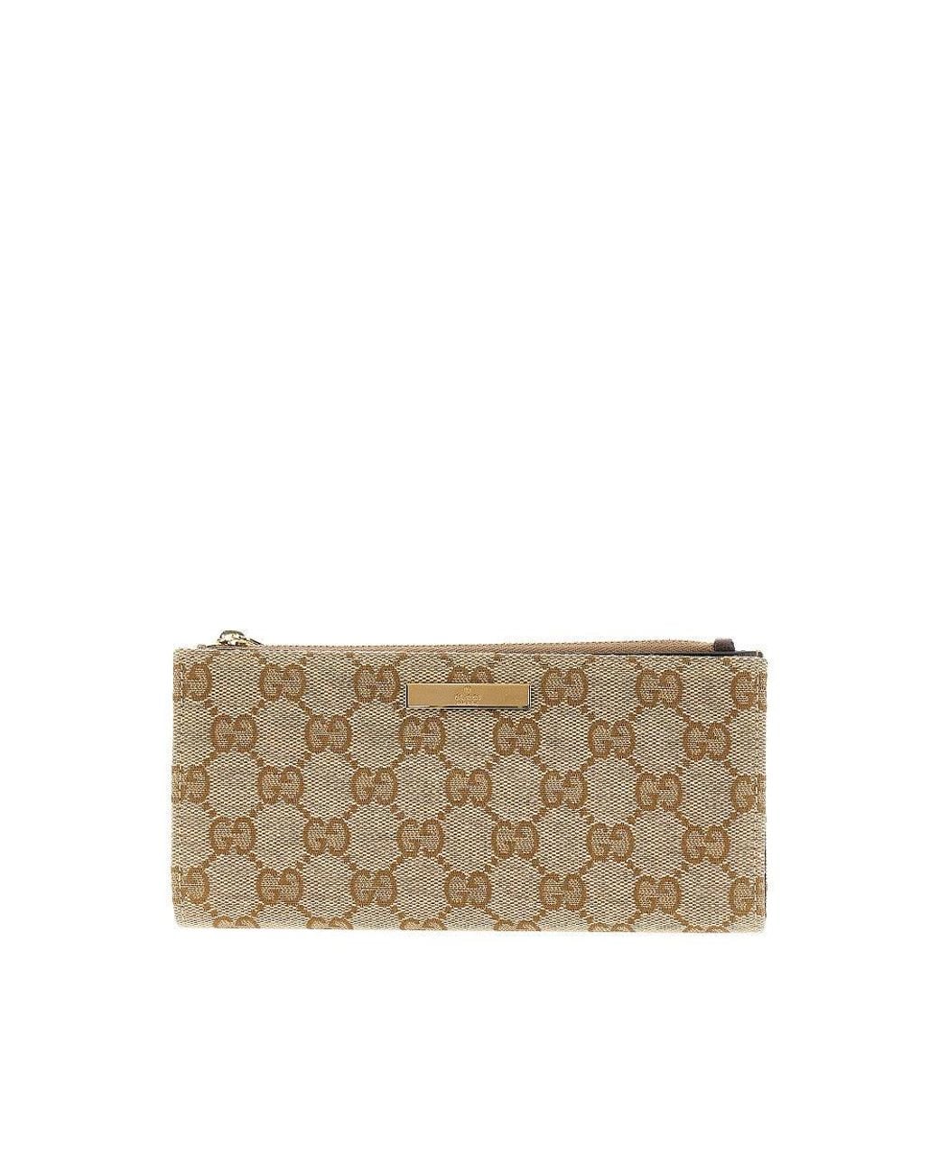 Gucci Natural Original Gg Wallet With Logo Plate