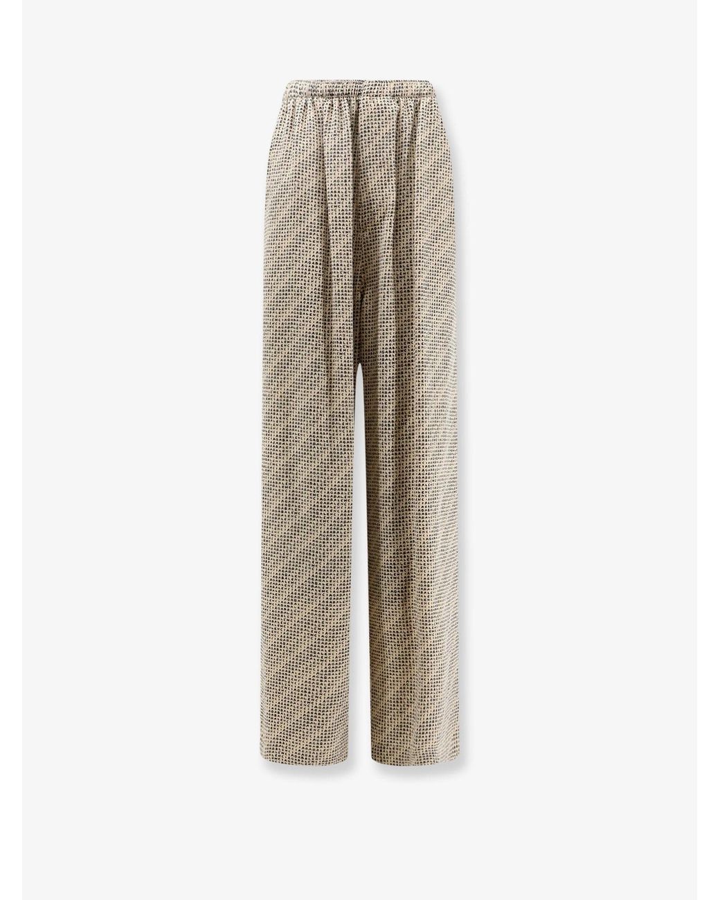 Balenciaga Natural Monogram Silk Trousers