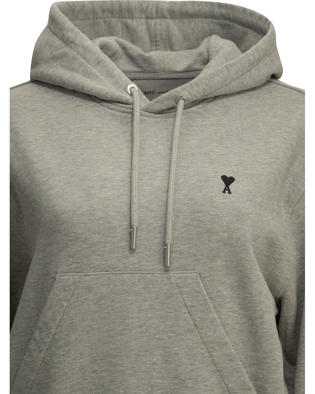 AMI Gray "Ami De Coeur" Hooded Sweatshirt