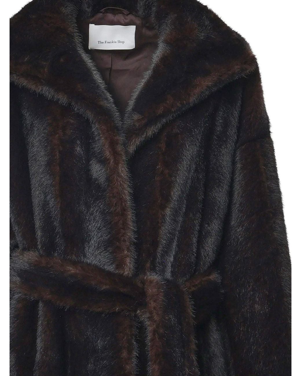 Frankie Shop Black Ravello Faux Fur Coat Dark