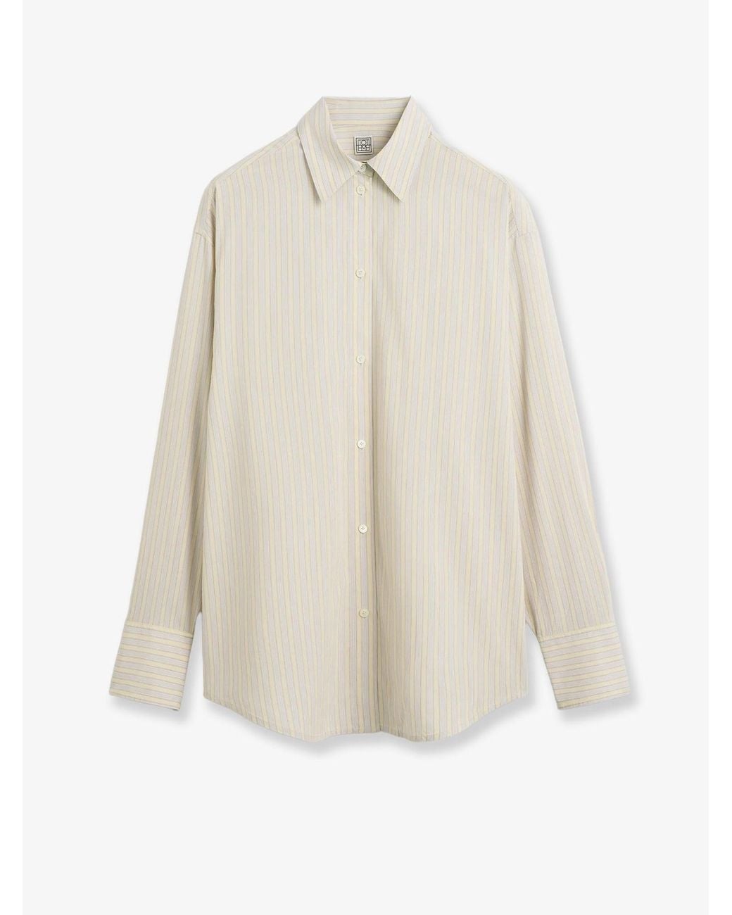 Totême White Viscose And Silk Blend Shirt With Striped Pattern