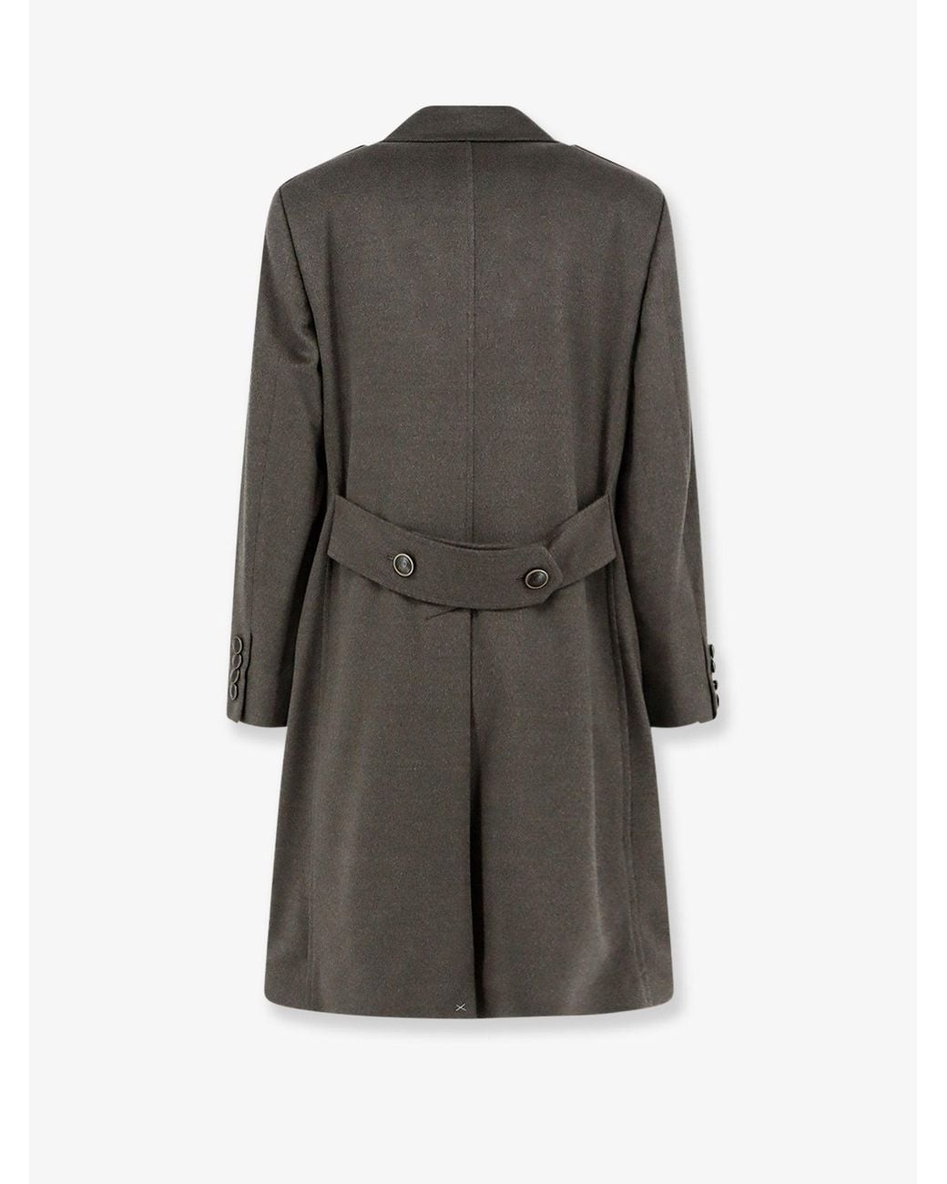 Brunello Cucinelli Gray Double-Breasted Virgin Wool Coat for men