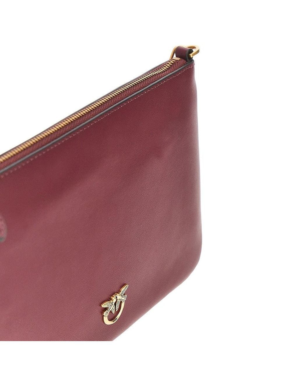 Pinko Purple Flat Classic Leather Pouch
