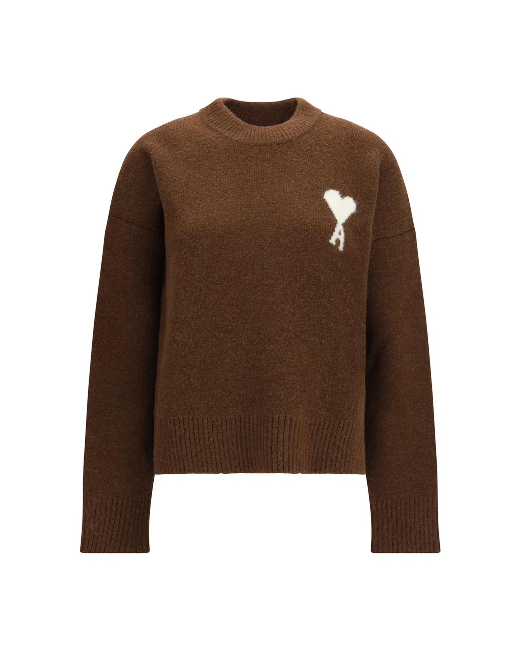 AMI Brown Ami De Coeur Sweater Marron Chocolat/Ecru