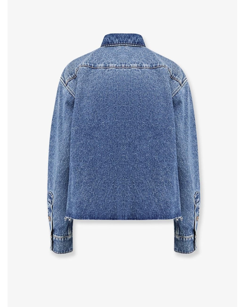 Miu Miu Blue Denim Shirt With Logo Patch