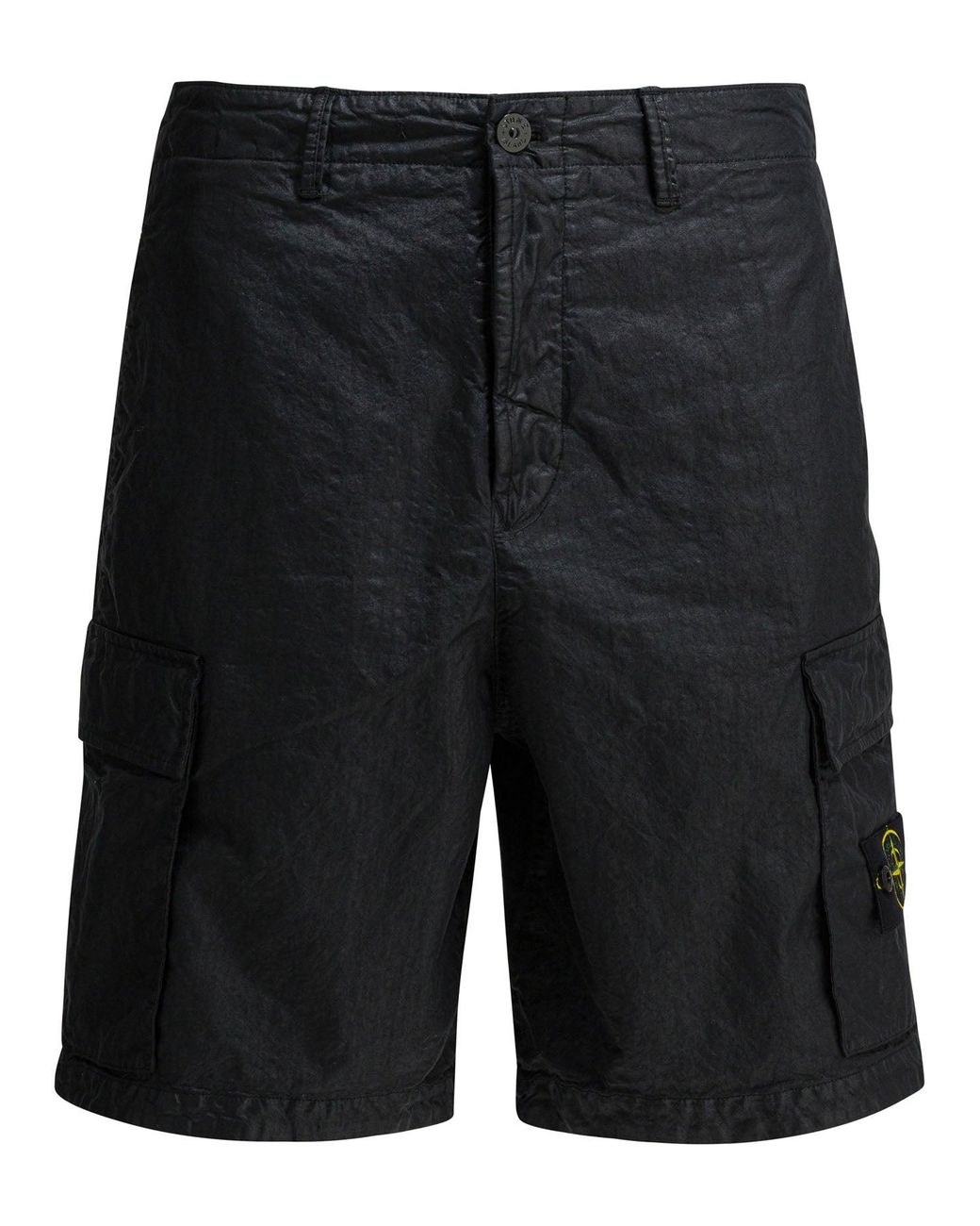 Stone Island Black Wide Fit Cargo Shorts for men