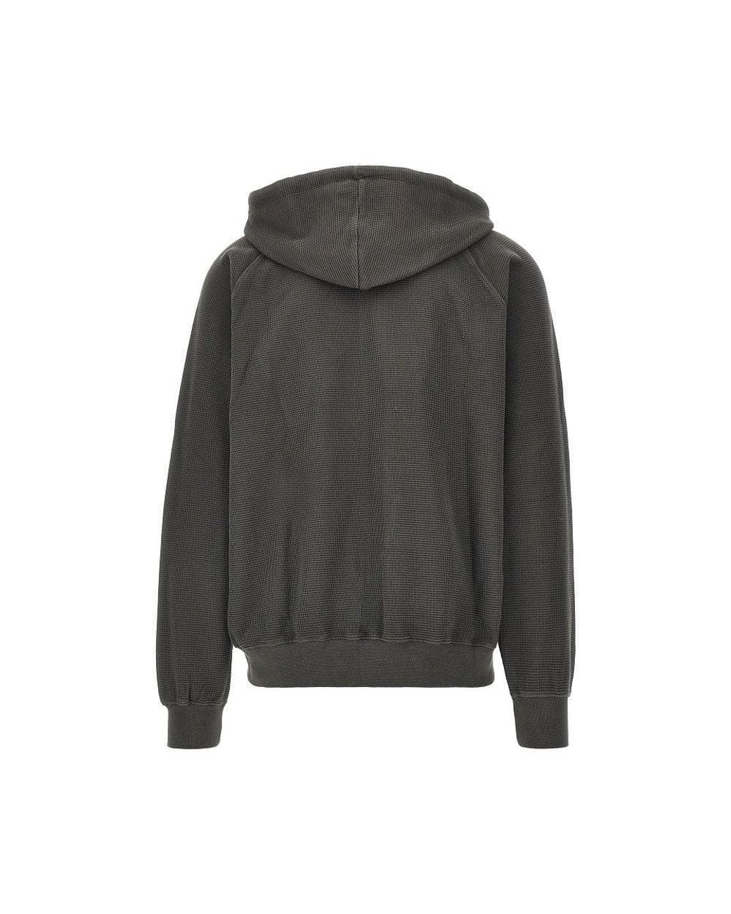 POLAR SKATE Gray Waffle Jersey Full-Zip Hoodie for men