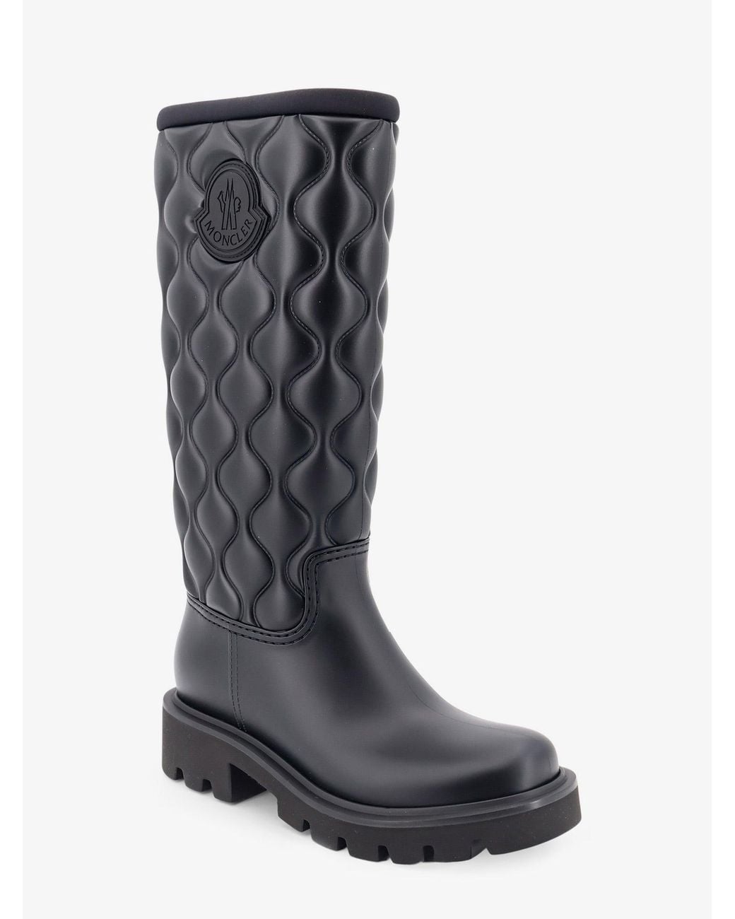Moncler Black Kickstream Quilt Pvc And Neoprene Rain Boots