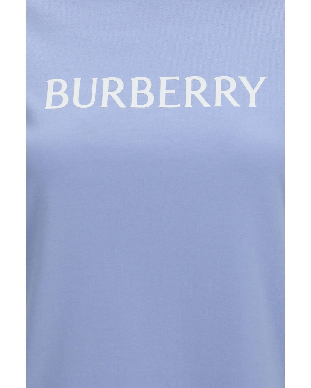 Burberry Blue Embroidered Logo Cotton T-Shirt