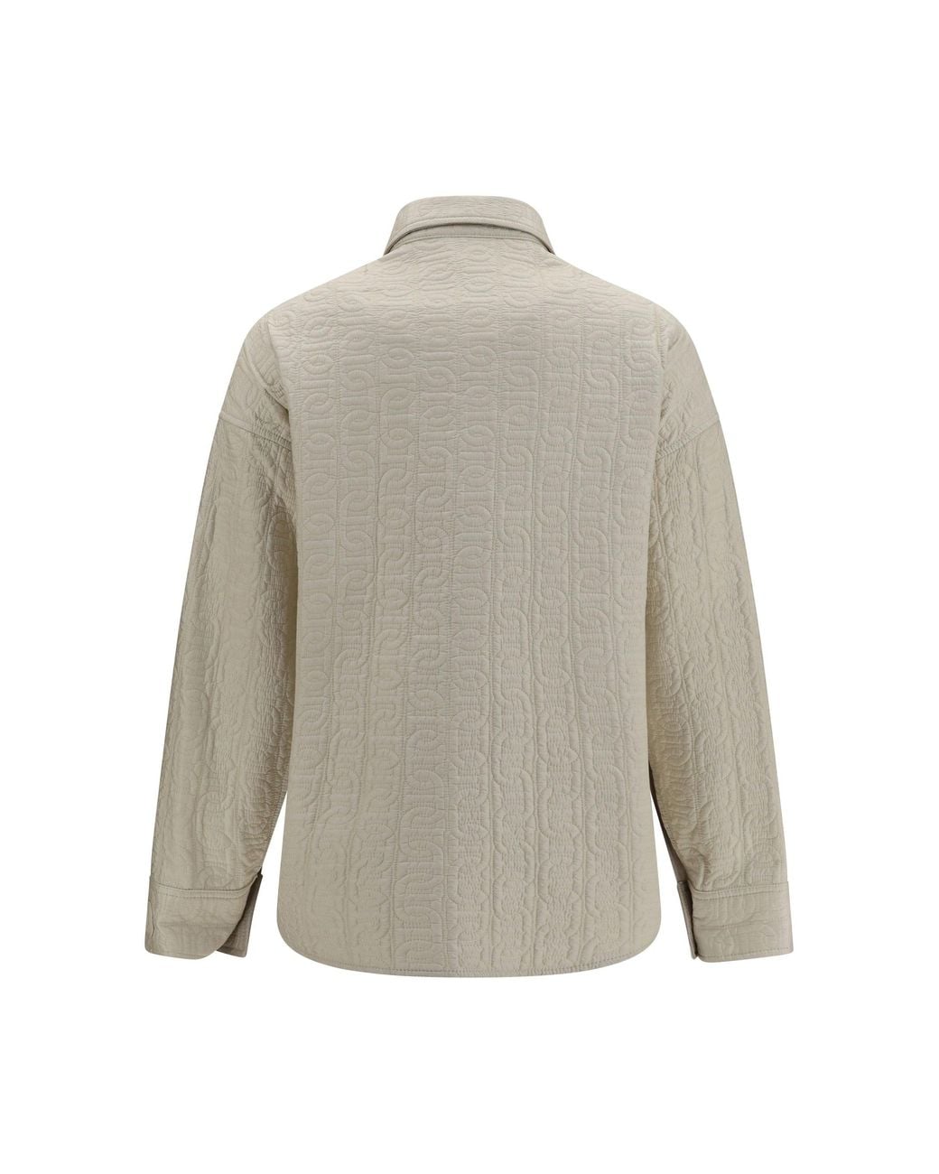 Moncler Gray Quilted Chain Motif Padded Shirt Jacket