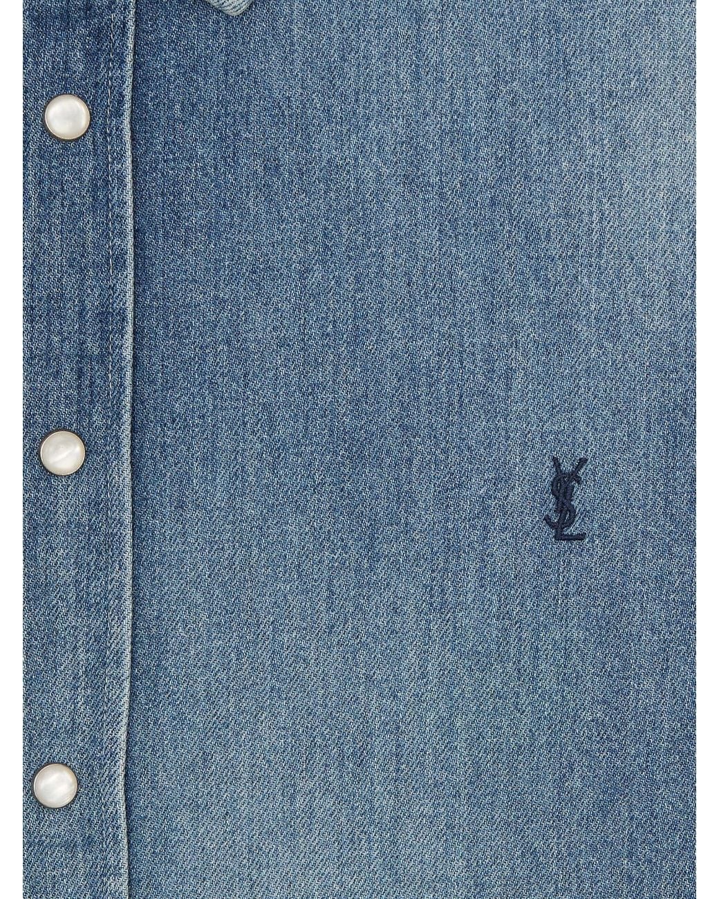Saint Laurent Blue Cassandre Horizon Denim Shirt for men