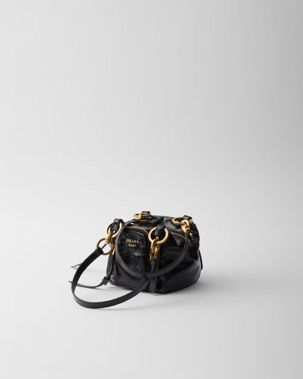 Prada White Calf Leather Dangle Shoulder Bag