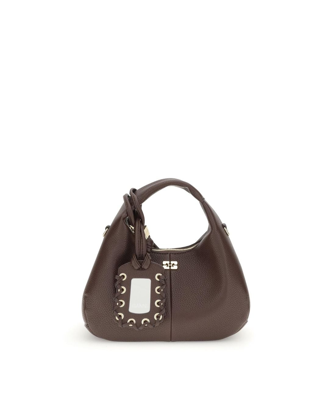 Ganni Brown Hobo Mini Handbag Handbags