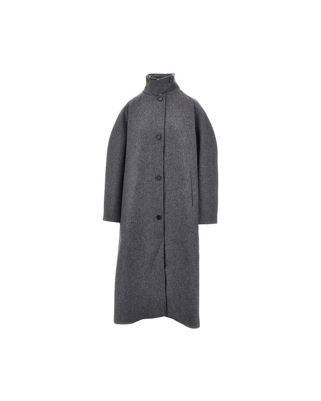 Jil Sander Gray Double Wool Oversized Coat